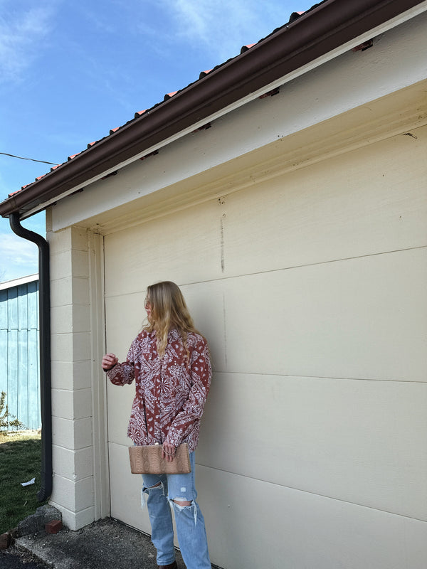 Cotton & Rye Bandana Long Sleeve Pearl Snap Western Shirt