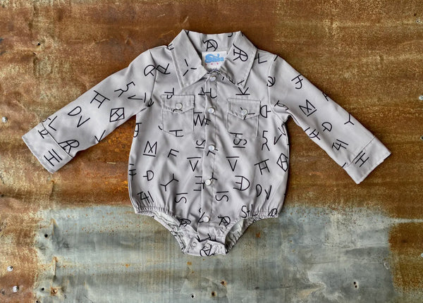 Little Boys Grey Western Brand Pearl Snap