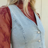 Light Wash Denim Striped Vest