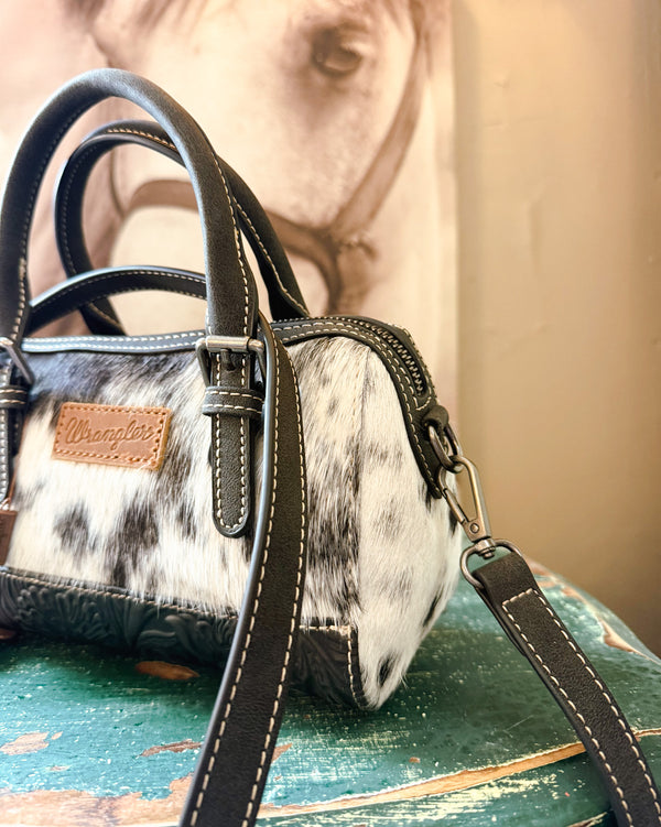 Wrangler Genuine Hair-On Cowhide Barrel Bag/Crossbody
