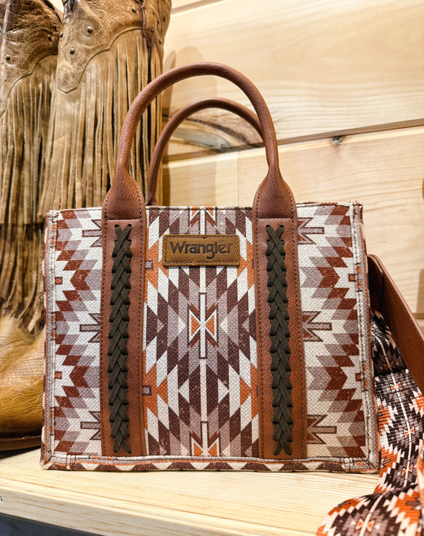 Wrangler Southwestern Pattern Dual Sided Print-Tote/Crossbody